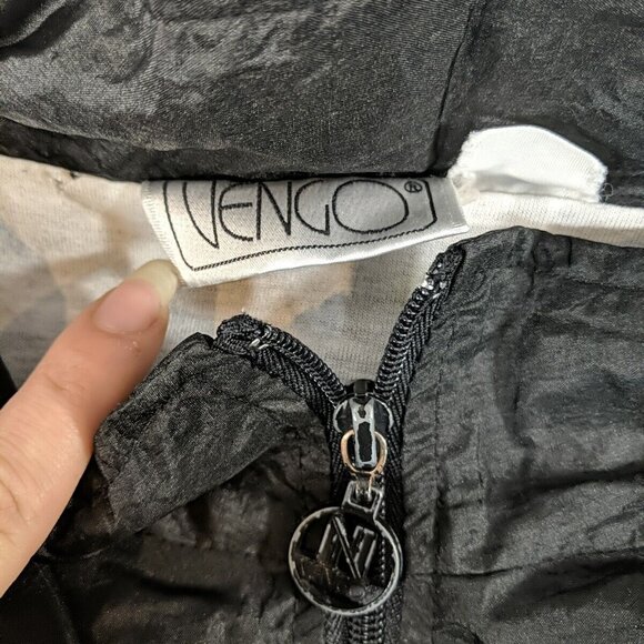 Vengo Vintage Jacket Windbreaker Black Green Purple 90s M Medium Lined Men's Zip - Picture 4 of 13